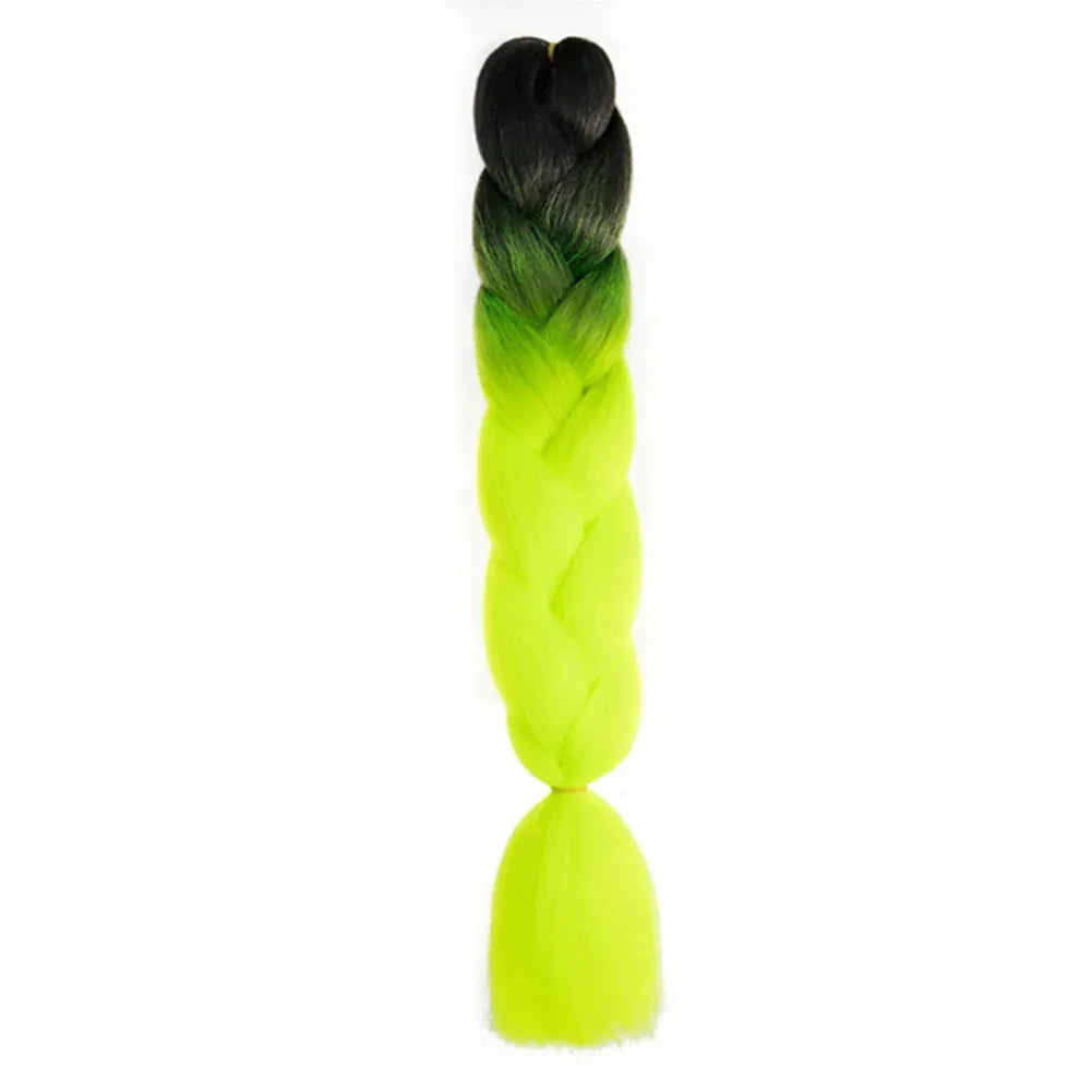 Simples Market 24-inch jumbo braiding hair, neon lime ombre from black to bright yellow, synthetic crochet braid extensions