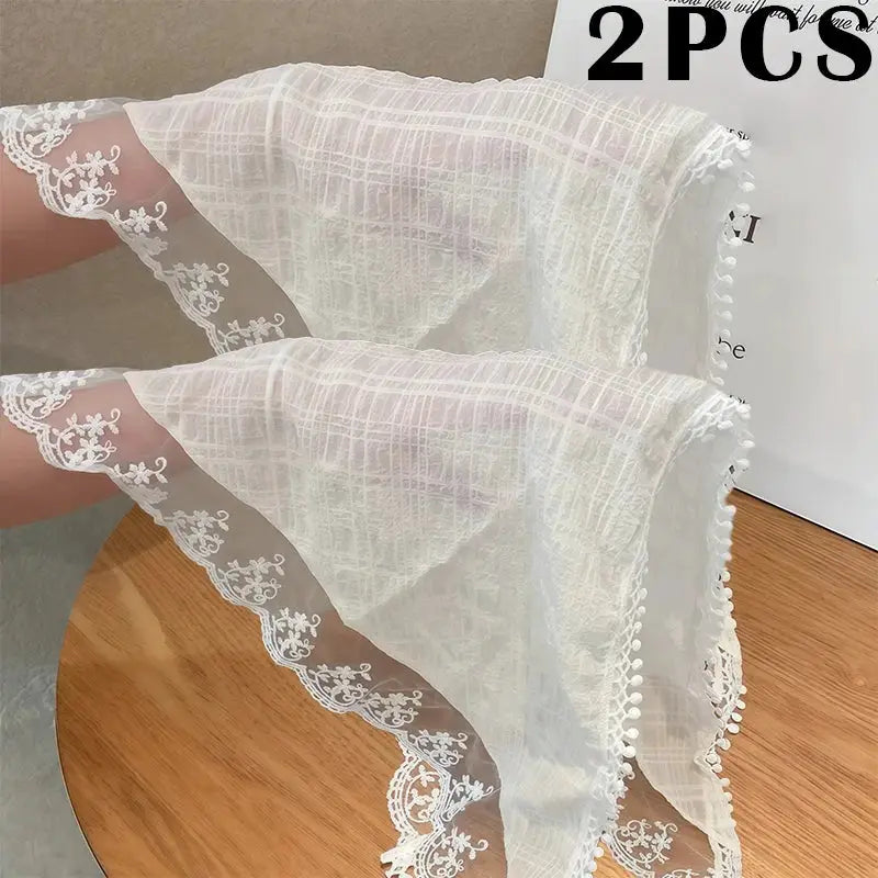 French Chic Alice White Lace Triangle Hair Wrap Silk And Chiffon Elegant Hair Accessory For All Occasions