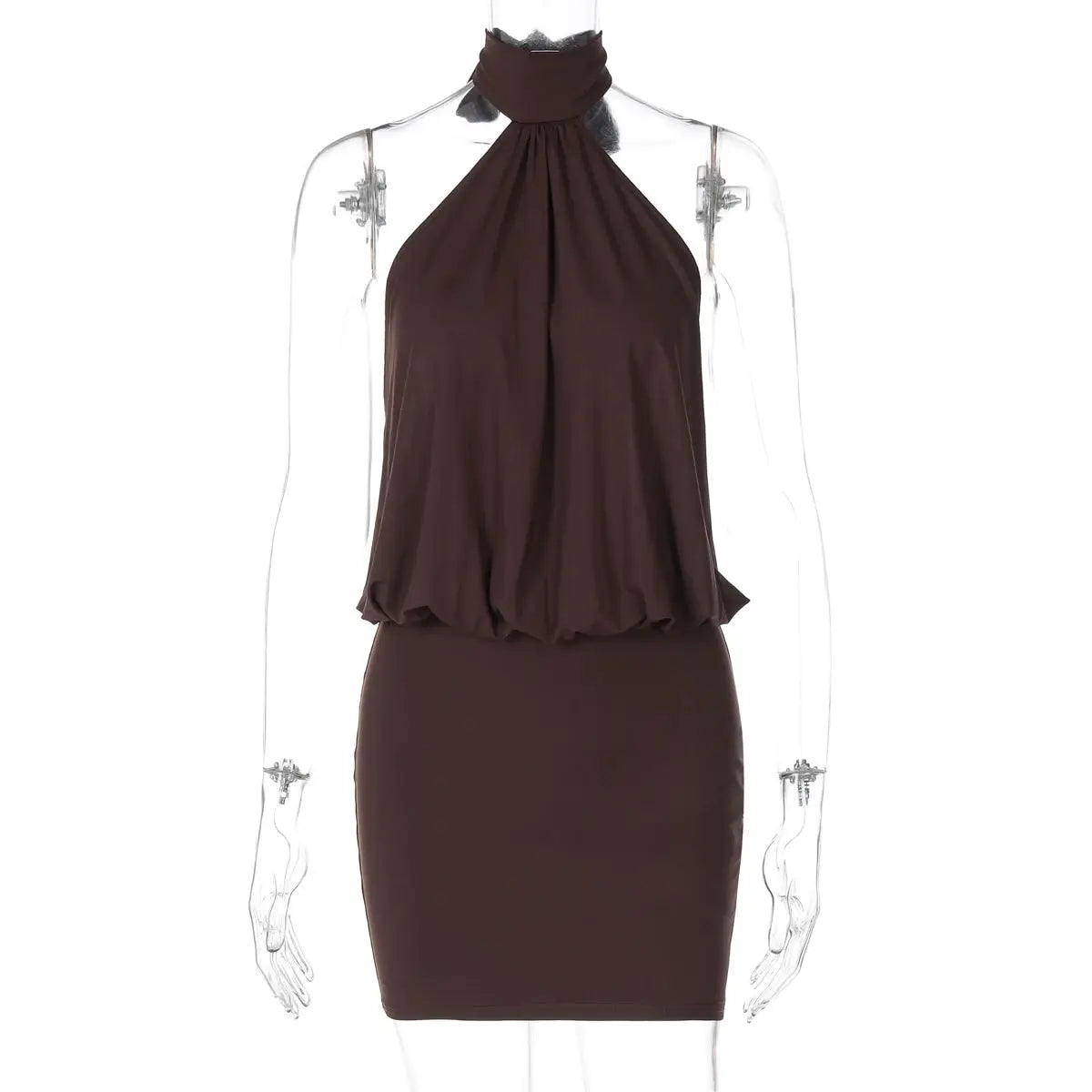 Dulzura Halter Backless Lace Up Bodycon Mini Dress Womens Party Club