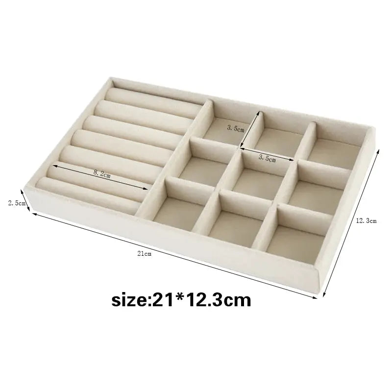 Velvet Jewelry Box With Tray Organizer For Rings Earrings Necklace Bracelet Storage Case