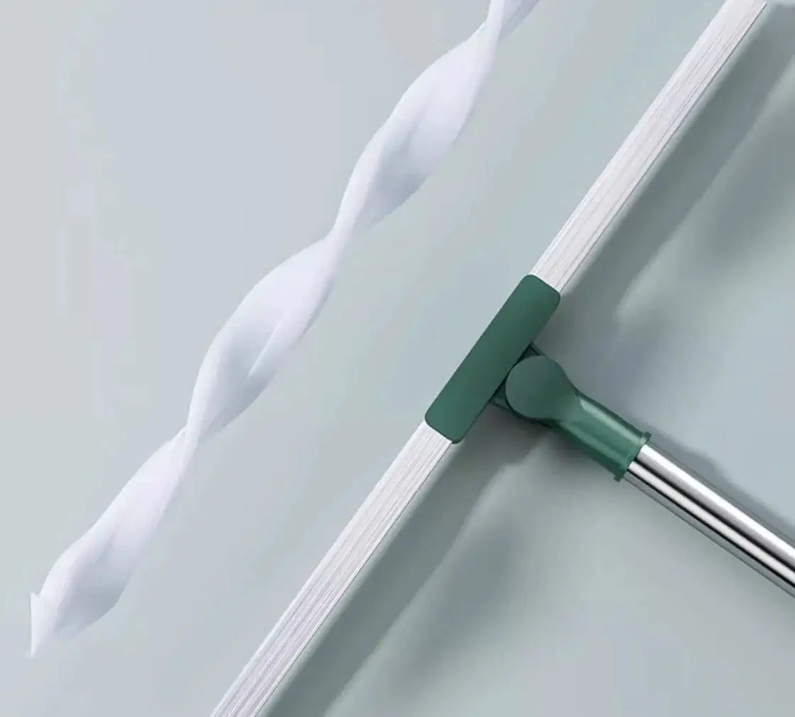 Telescopic cleaning squeegee with green silicone blade for glass and windows