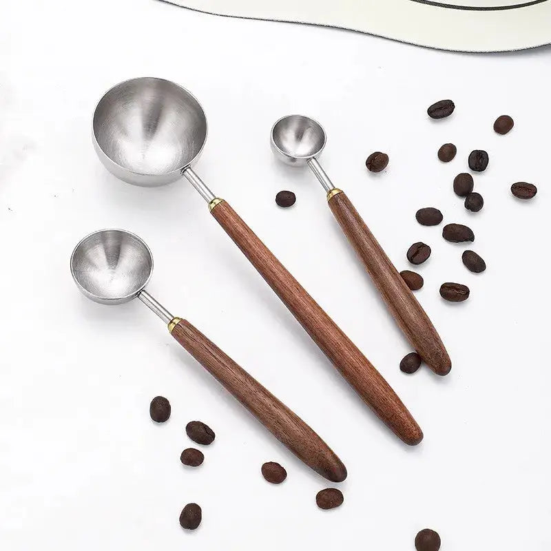 25ml Stainless Steel Coffee Scoop With Walnut Wood Long Handle