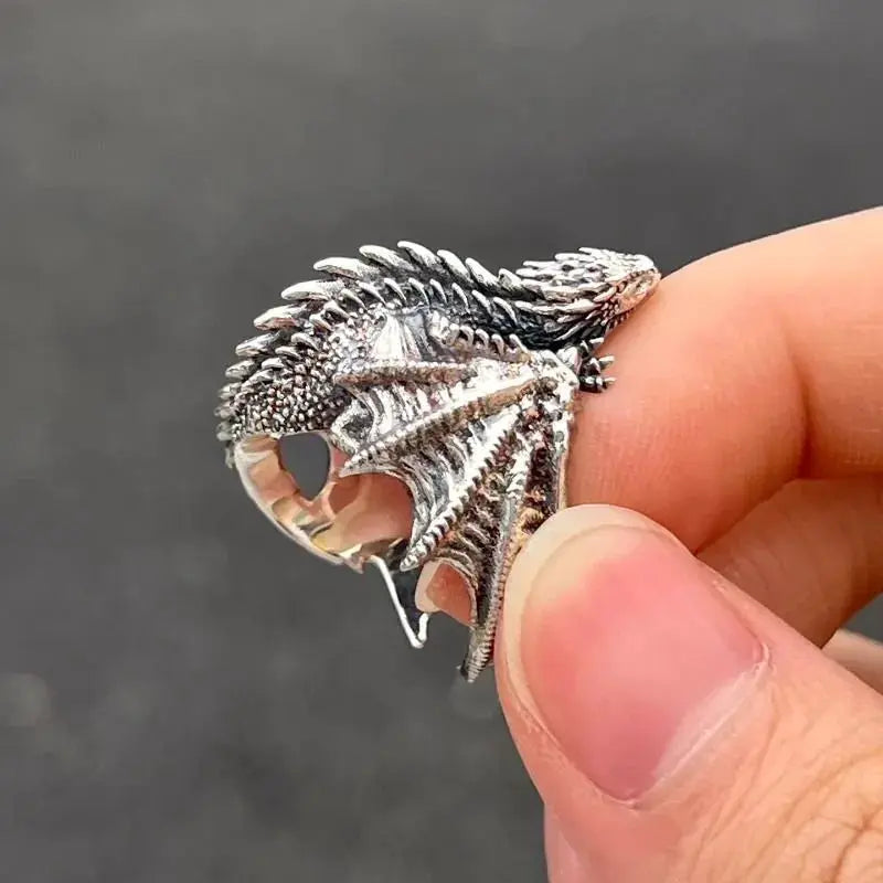 Dragon Rings Gothic Punk Style Pterosaur Wings Opening Adjustable Rings For Men And Women Vintage Jewelry Gifts