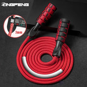 FlexStride Woven Rope Jump Rope With Dual Bearing System For Smooth Fast Rotations And Comfortable Sponge Handles