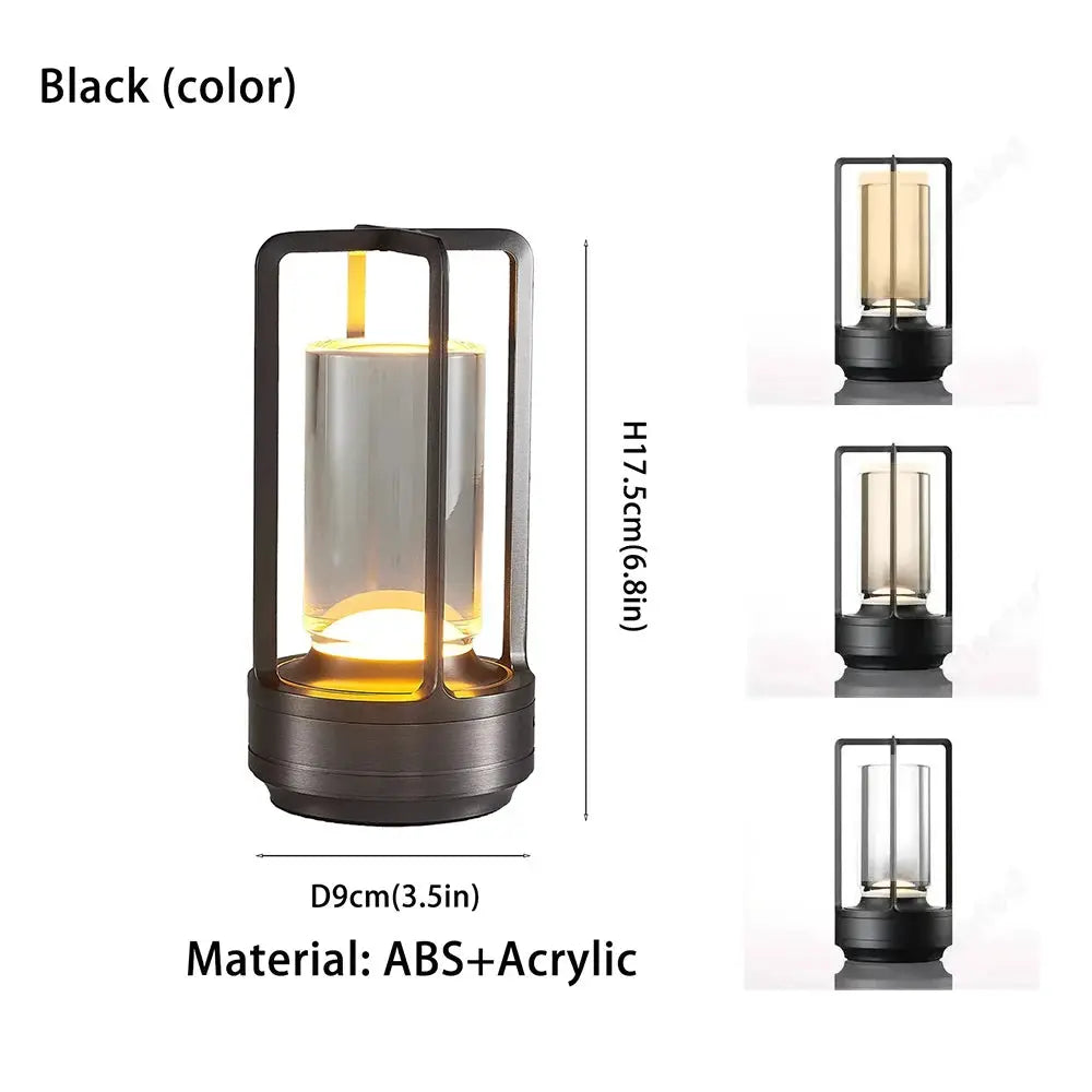 GGbingo cordless LED table lamp, black ABS+Acrylic by Simples Market; shown in 3 color variants