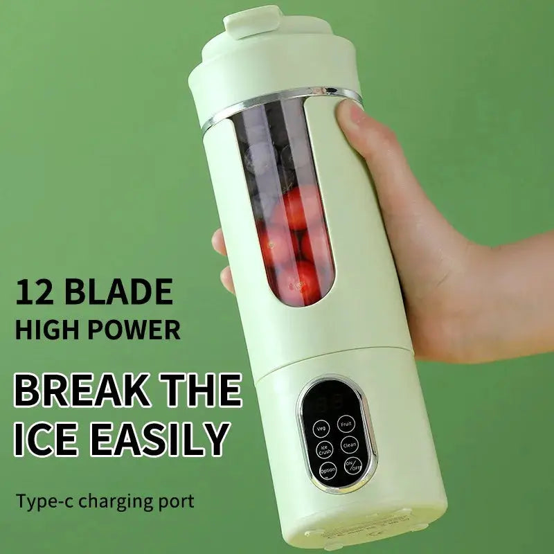 Portable Juicer Wireless USB Charging 12 Blade 4 Gears Ice Crusher