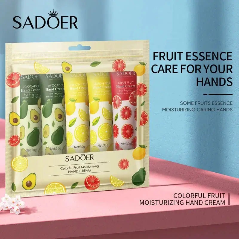 5 Piece Fruit And Plant Scented Hand Cream Set Moisturizing Repair For Dry Hands Skin Care