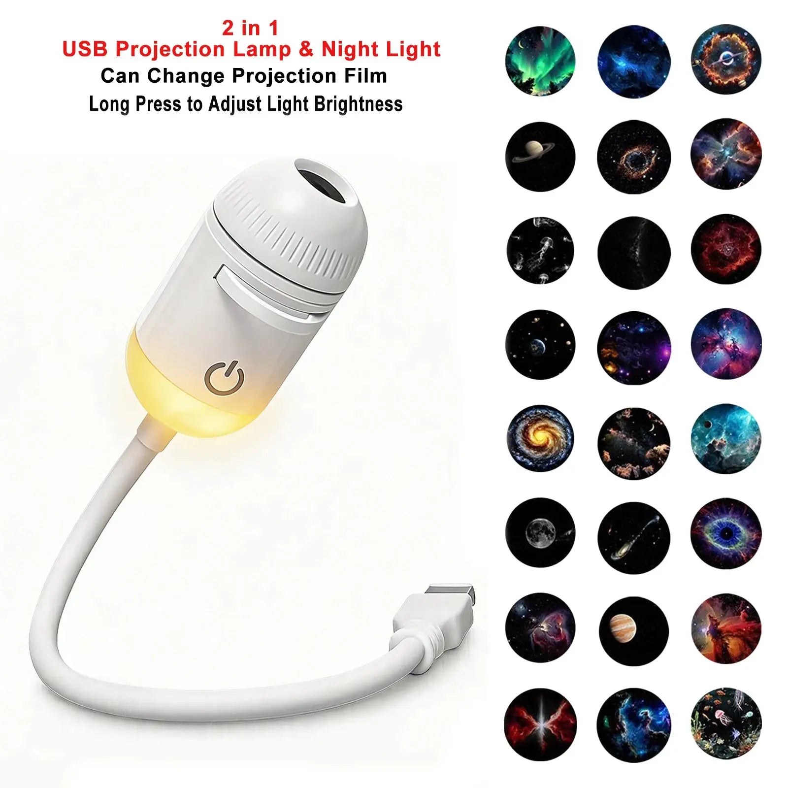USB Car Atmosphere Projector Light Starry Sky Saturn Galaxy Ambience