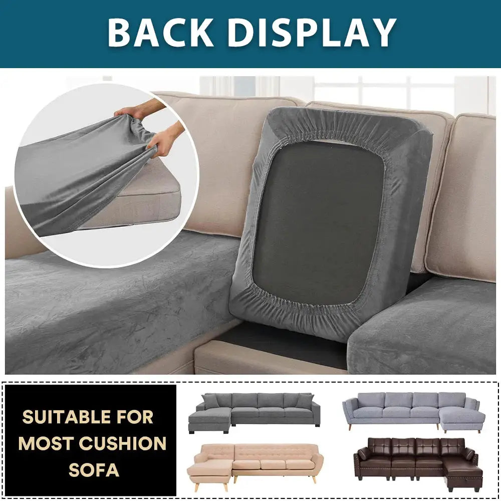 Simples Market soft velvet sofa slipcover in grey; elastic, removable, pet-friendly, fits most cushion sofas