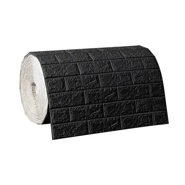 Simples Market 3D brick wallpaper roll, black, self-adhesive and waterproof, 70cm wide.
