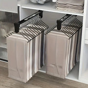 SpaceSaver Pull Out Clothes Storage Rod Adjustable Foldable Metal Hanging Rail for Wardrobes and Drying Racks