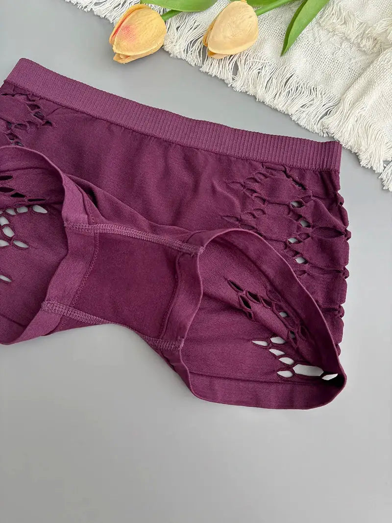Purple seamless underpants with side mesh cutouts by Simples Market