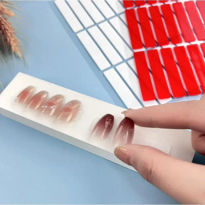 NailPro 30 Piece Double Sided Clear Nail Adhesive Tape Display For Secure Hold On Square And Round Tips
