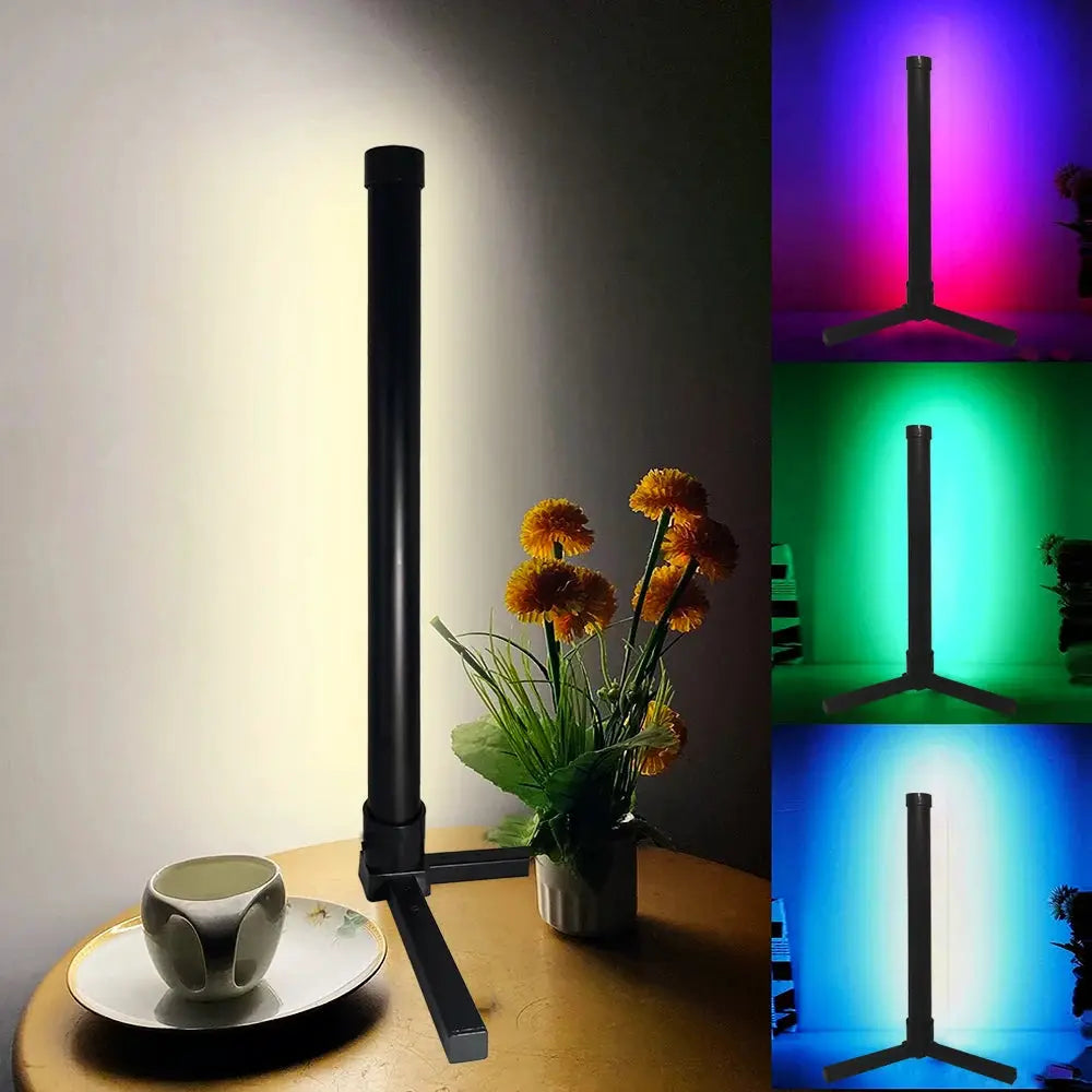 Simples Market 1PC corner floor lamp, black smart RGB LED with remote and app control, tripod base.