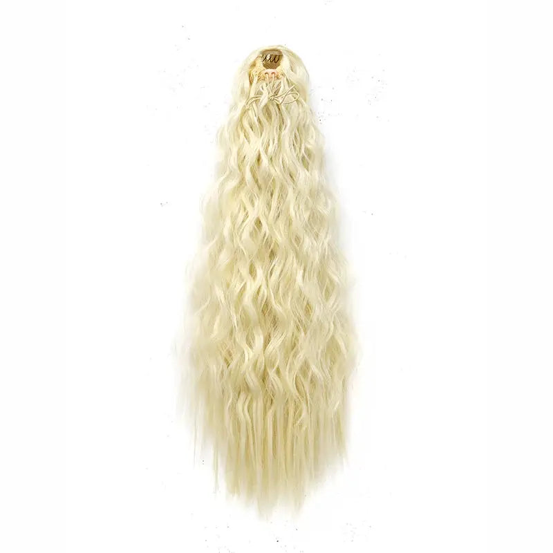 22 Inch Synthetic Kinky Curly Ponytail Hair Extension Drawstring Clip In Black For Women
