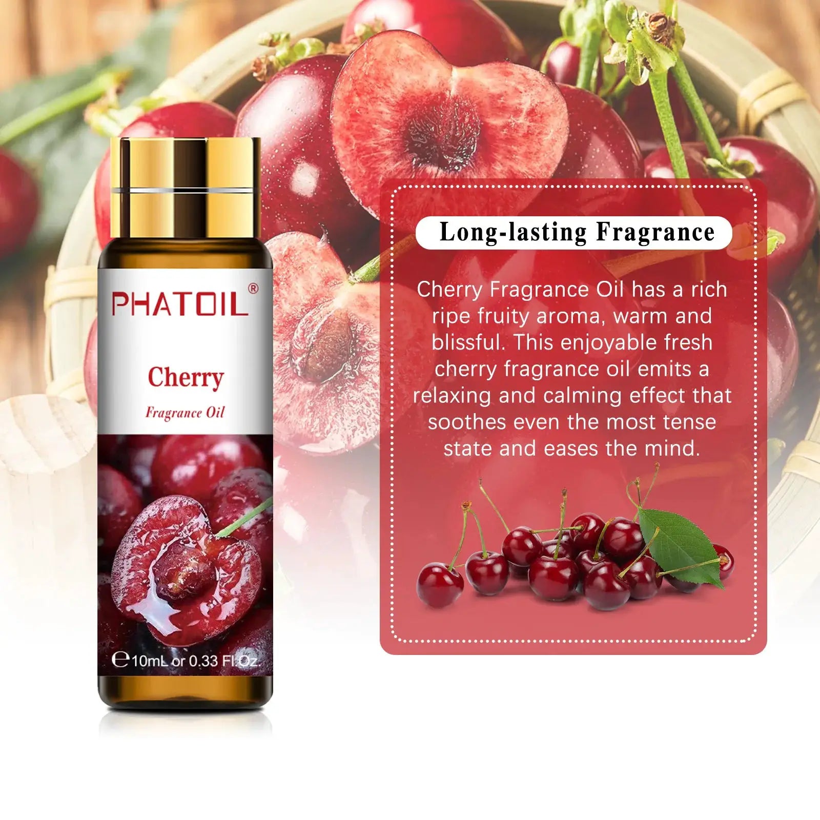 Phatoil Sweet Fruit Fragrance Oils Set 10ml For Aromatherapy And Diy Candles Cherry Apple Strawberry Mango Coconut
