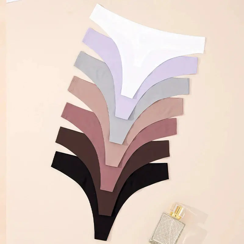 Simples Market ice-silk seamless G-string panties, 9-pair assorted colors.