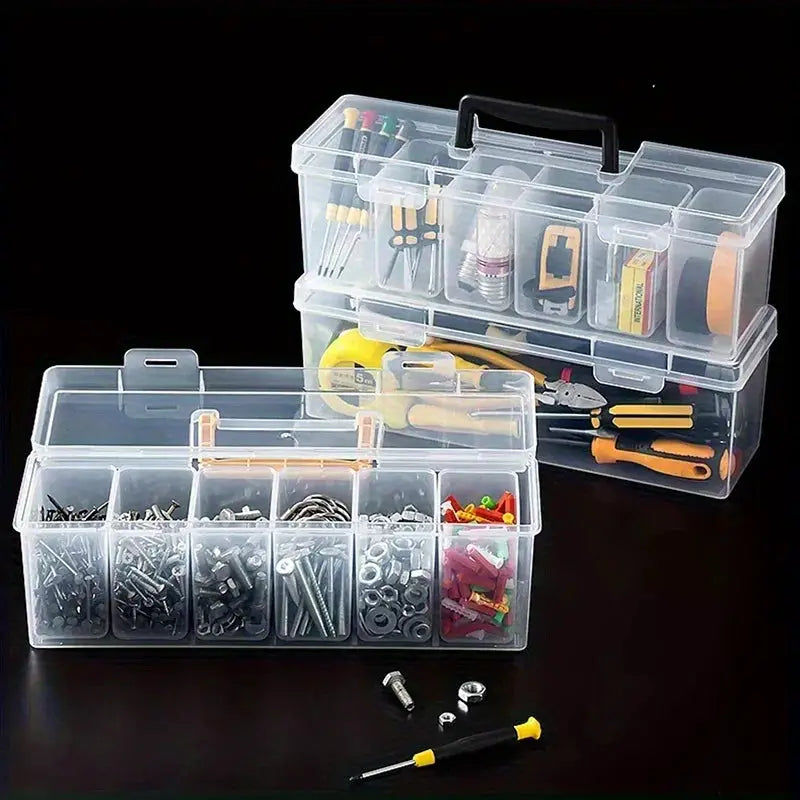 Simples Market transparent hardware tool storage box set, two multi-compartment organizers for screws, nuts and bolts
