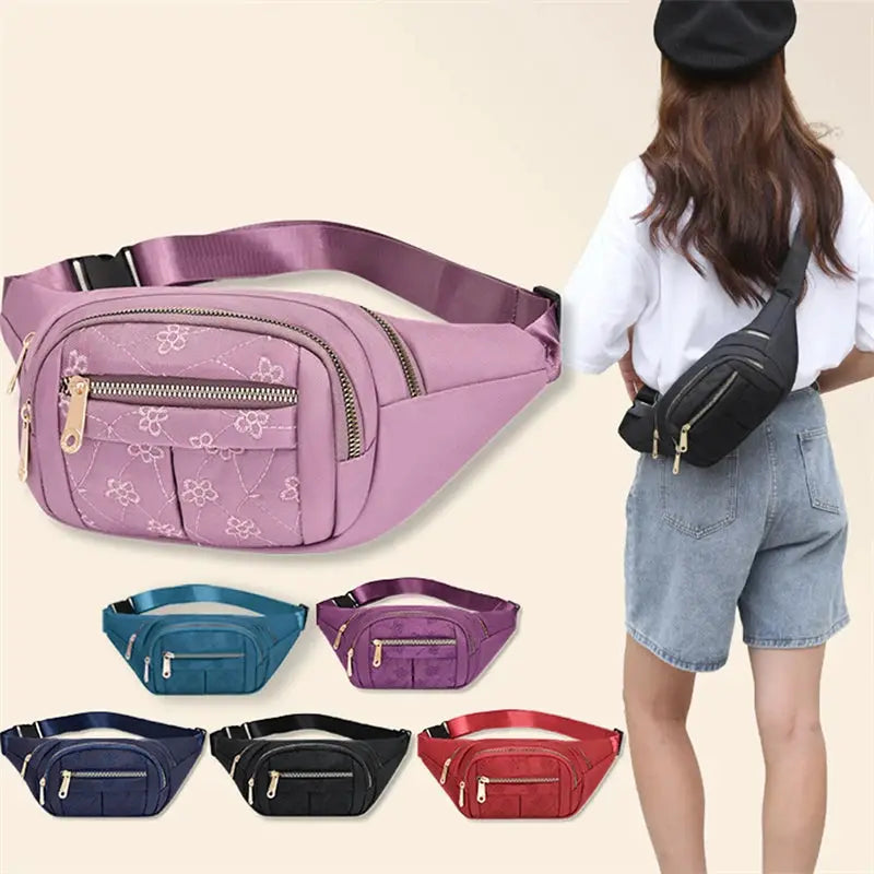 Simples Market women's waist bag lavender Oxford waterproof belt bag with strap; 6 color options