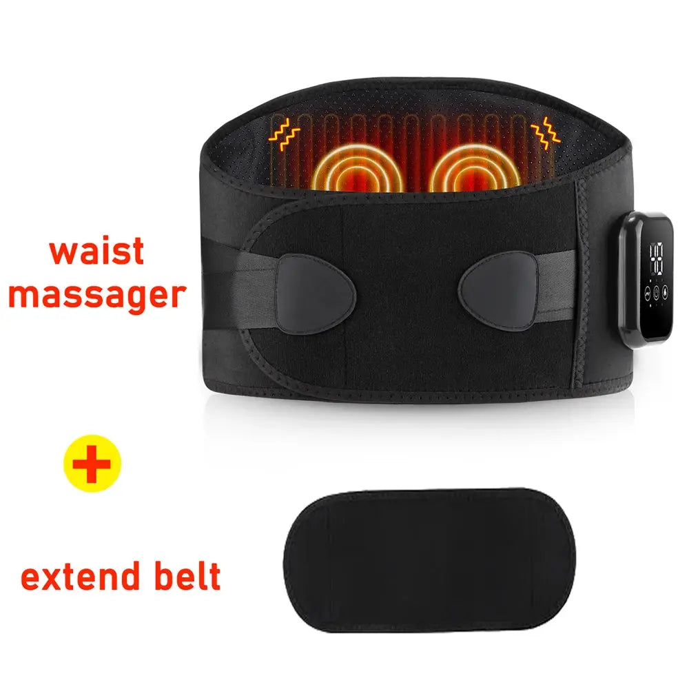 Simples Market electric heating waist massager belt with 3-speed vibration and extension belt, black