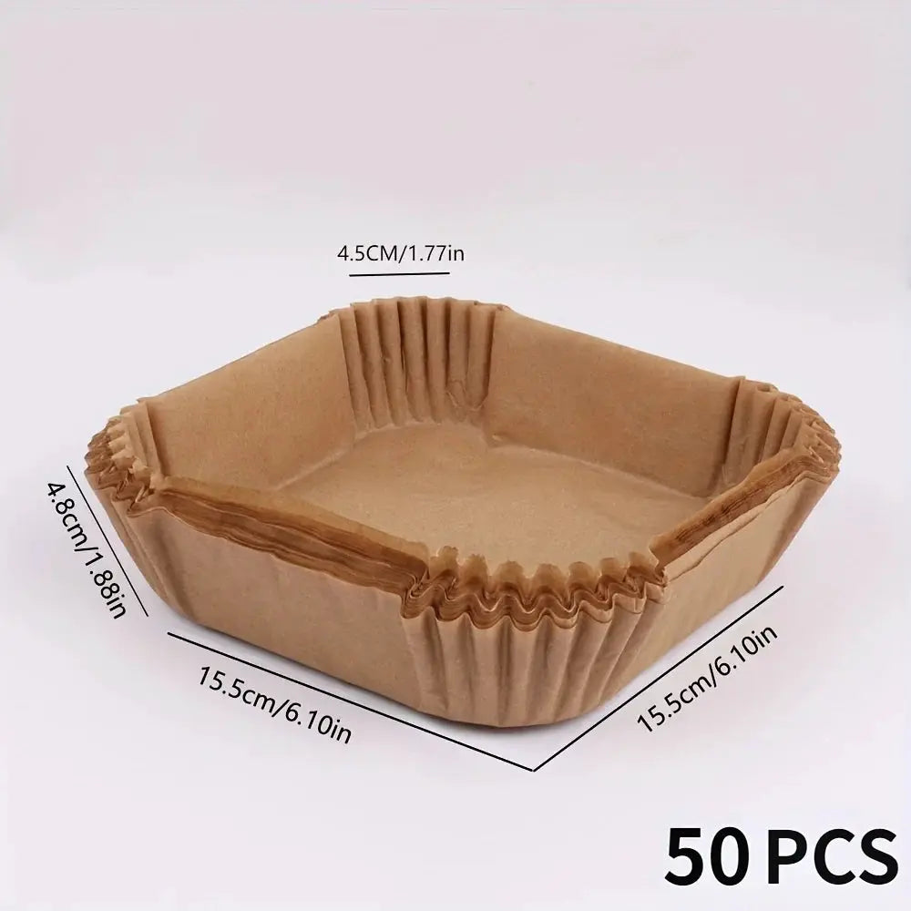 Non Stick Parchment Paper Liners For Air Fryer Baking And Microwave Ovens 50 Sheets Pack Easy Cleanup Healthier Cooking