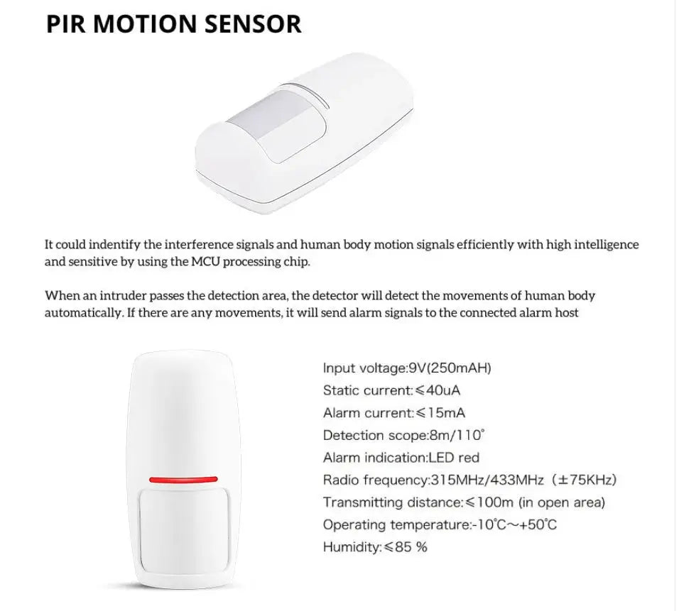 Tuya Smart WIFI security alarm kit with white PIR motion sensor and wireless siren, Simples Market