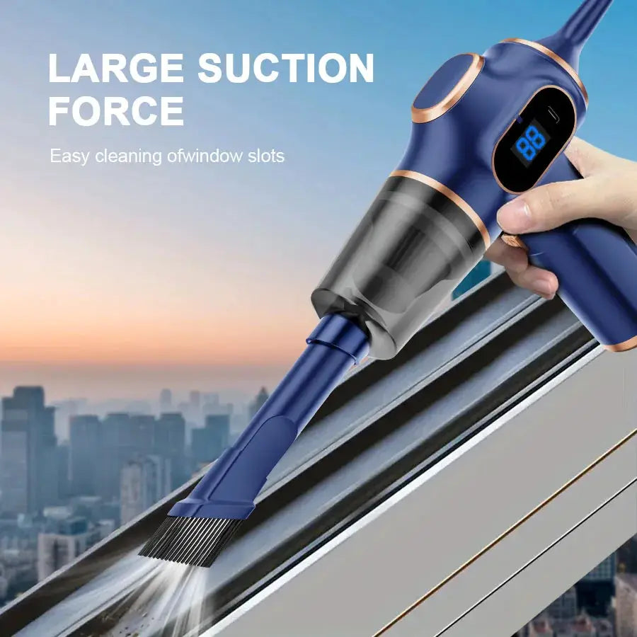Simples Market blue ABS wireless car vacuum cleaner with digital display for high-power cleaning