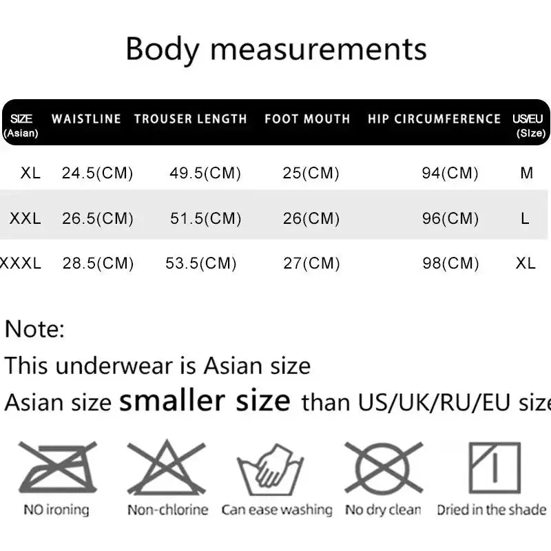 Lce Silk Shorts by Simples Market: size chart with Asian XL–XXXL and care icons