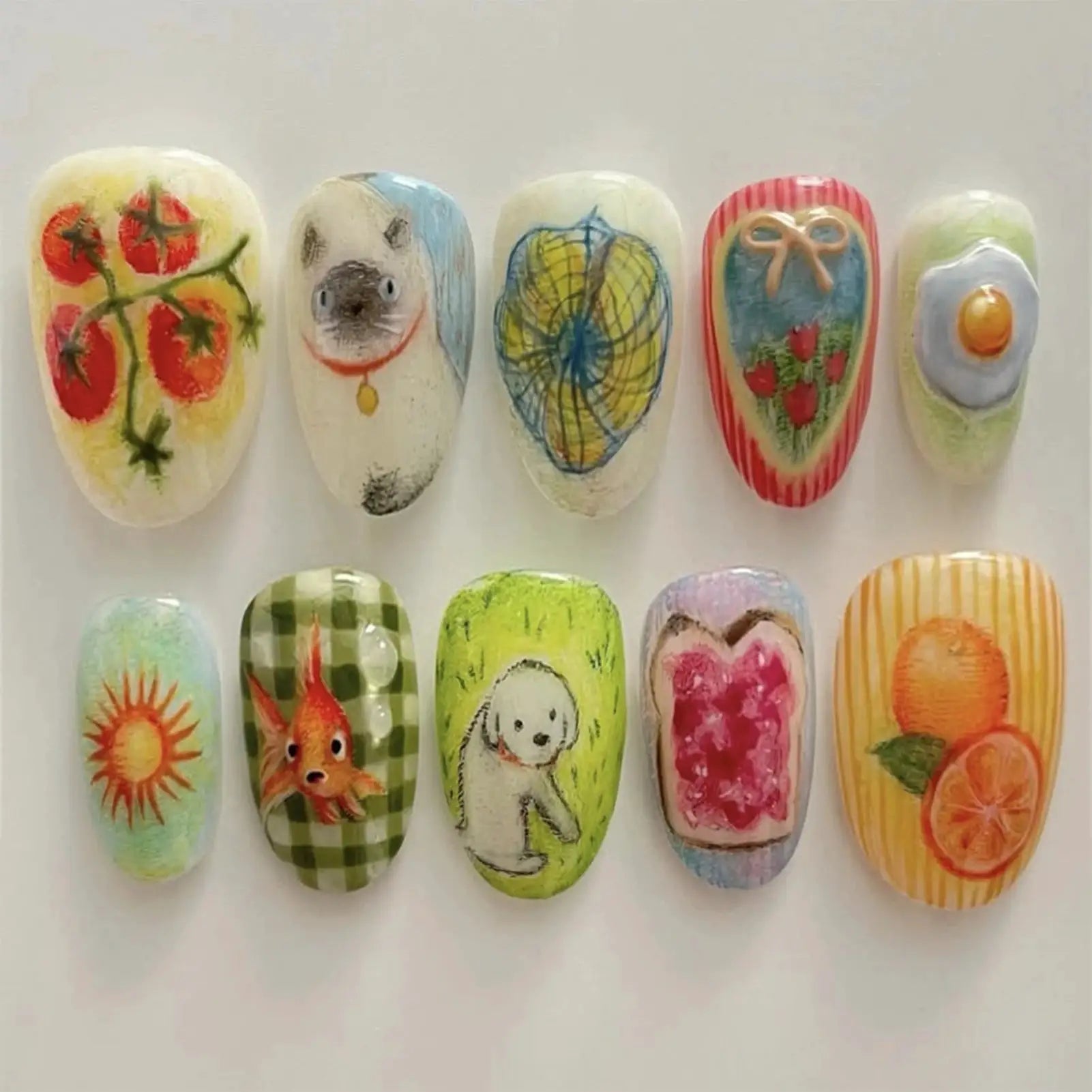 Spicy Girl Flower Print Press On Nails 24Pcs Wine Red Blush Almond Wearable Reusable False Nail Tips For Summer