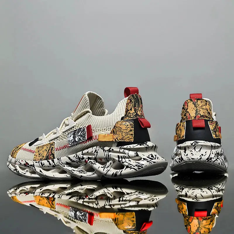 Mens Casual Sneakers Breathable Flyknit Upper Running Shoes Luxury Trainers For Everyday Wear