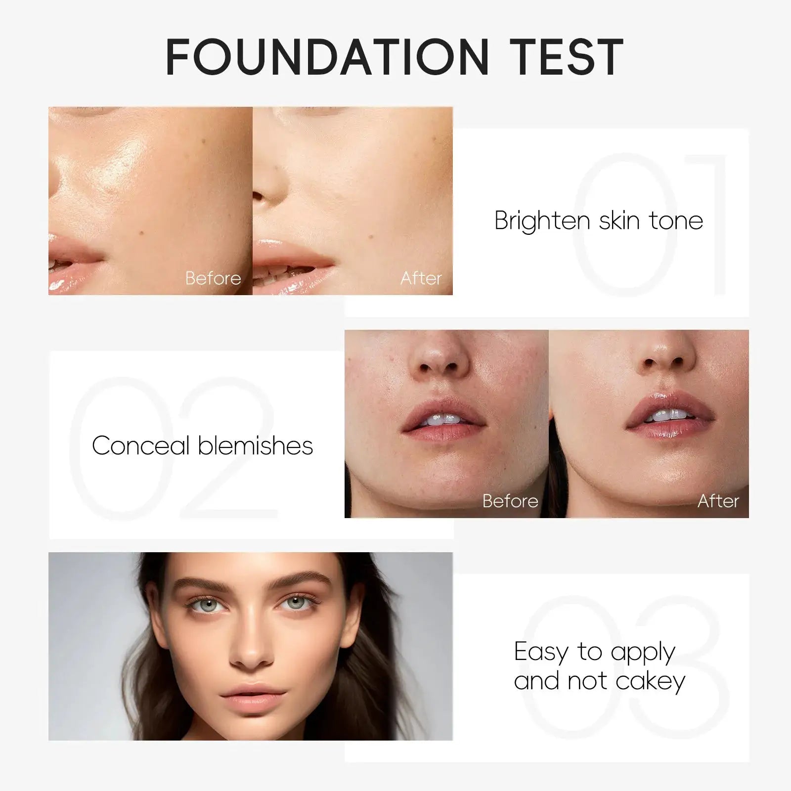 Laikou Liquid Foundation Multiple Shades Hydrating Natural Finish Creamy Full Coverage Makeup Base Longwear 30ml