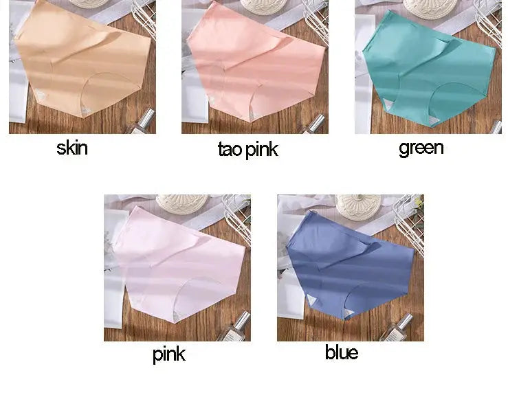 Panties by Simples Market, five-color ice silk seamless plus-size underwear pack