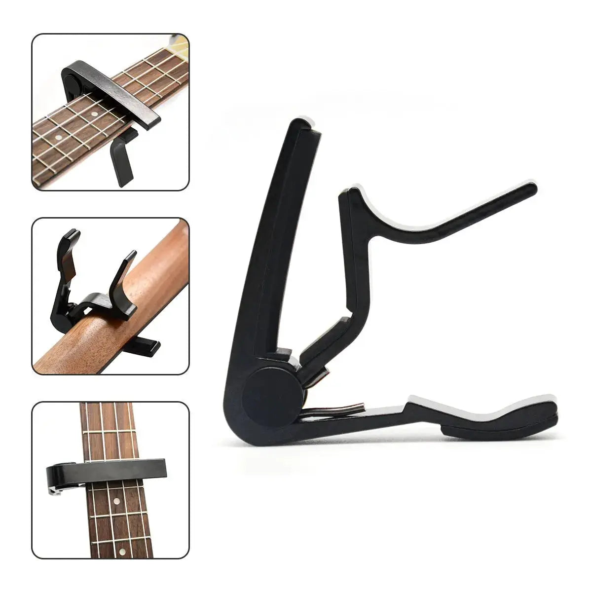 Single Handed Guitar Capo for Acoustic and Electric Guitars Aluminum Quick Clamping Black