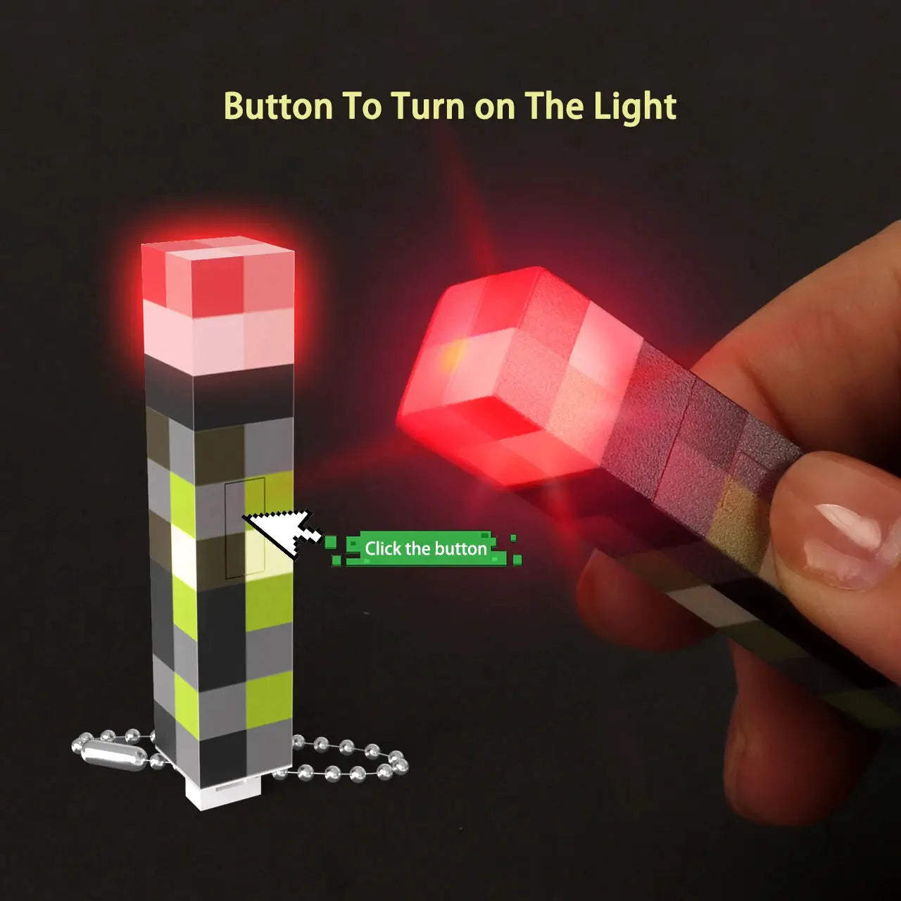 Mini Torch Keychain LED Flashlight USB Rechargeable Pixel Art Game Controller Night Light Gift