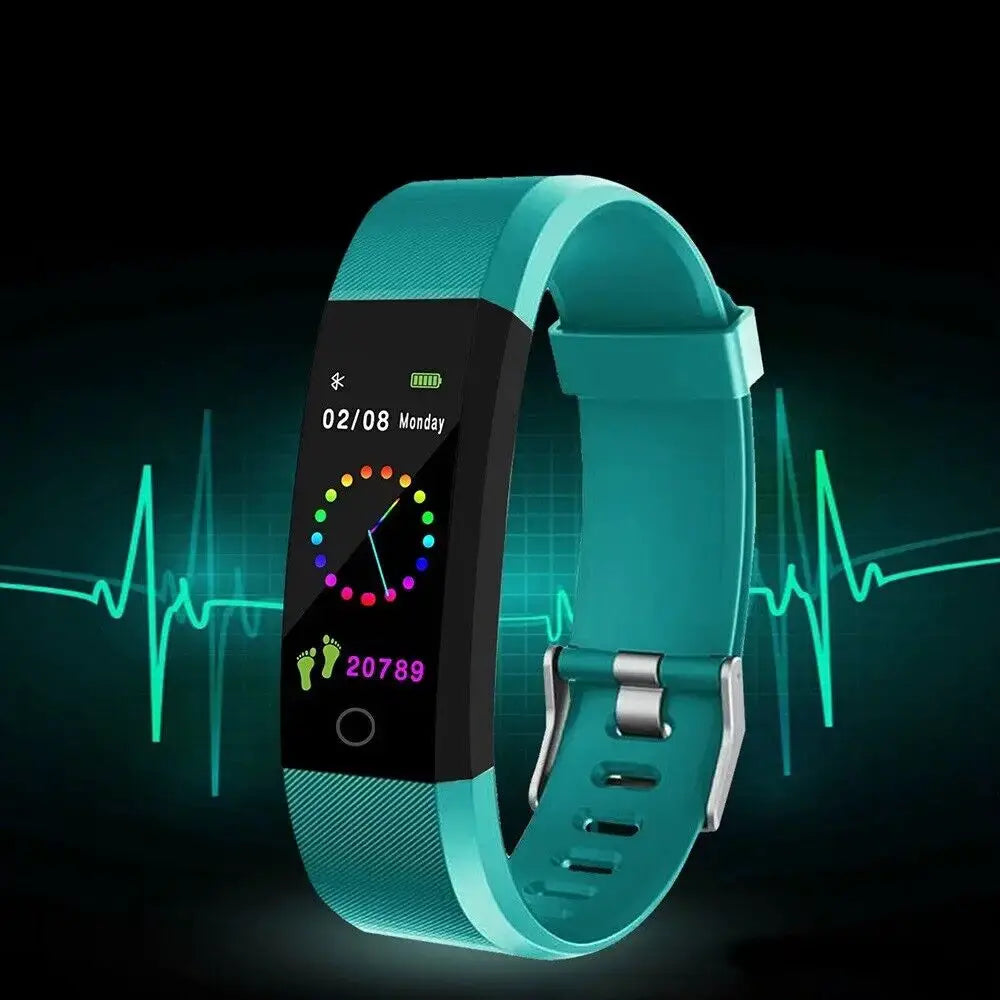 115Plus Bluetooth Smartwatch Fitness Bracelet for iOS and Android Heart Rate Sleep Tracking