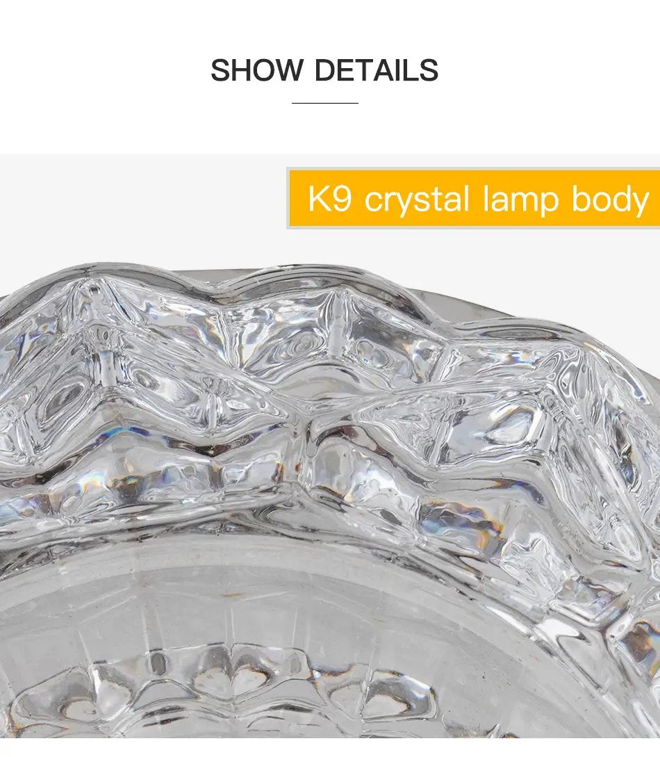 Simples Market K9 crystal LED ceiling lamp, flush-mount living room fixture with crystal body