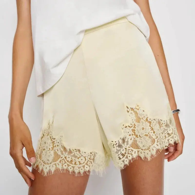 SatinLuxe Y2K Lace Trim Shorts Low Rise Micro Mini Pajama Boxers For Lounge Streetwear Women