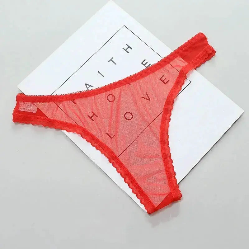 LaceLux Transparent Lace See Through Thong Panties With Breathable Mesh Crotch And Seamless Low Rise