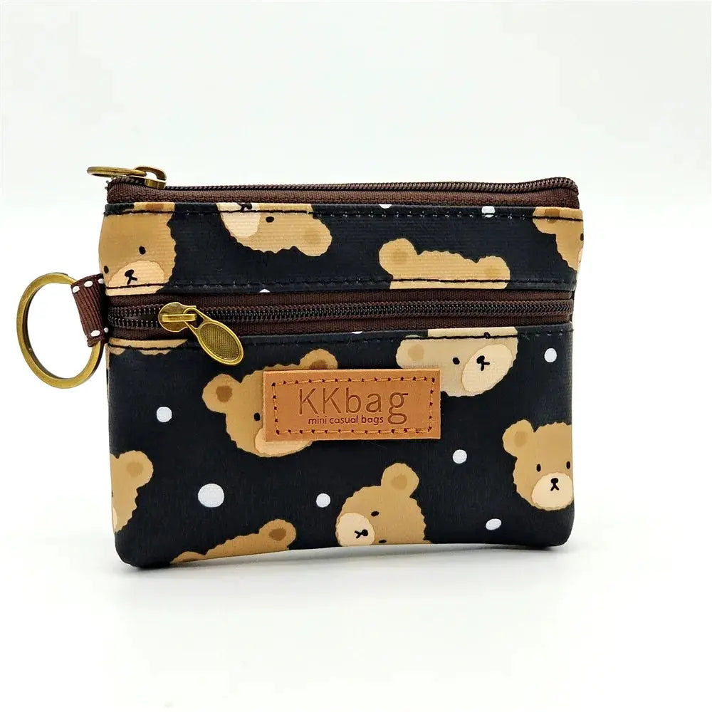 Cute Animals Wallet Zipper Purse Cartoon Patchwork Compact Lightweight Waterproof Wear Resistant Durable