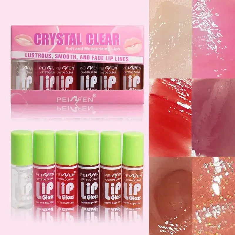 LuxeGlow Six Piece Moisturizing Lip Gloss Set Hydrating Lip Oil Plumper For Natural Shine
