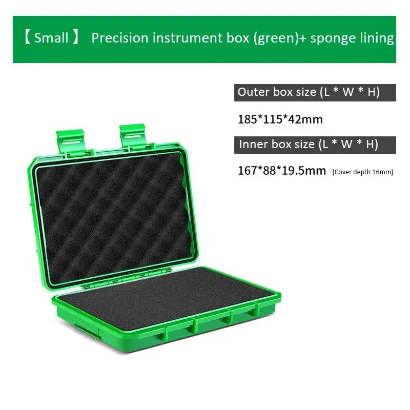 Simples Market green waterproof storage case with foam sponge lining for precision instruments, open view
