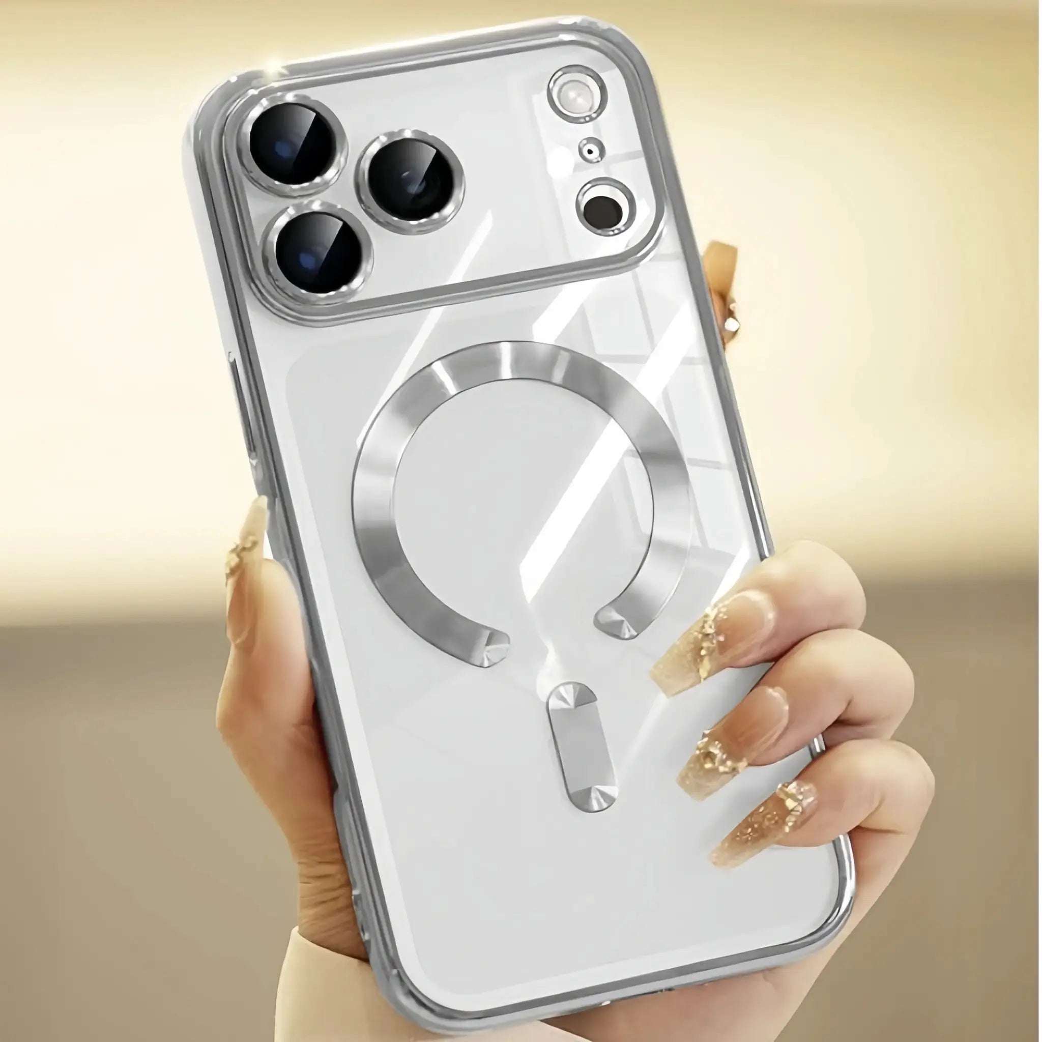 LuxGuard Clear Luxury Plating Camera Protection Case For iPhone 17 Pro Series Soft TPU Magnetic Drop Protection