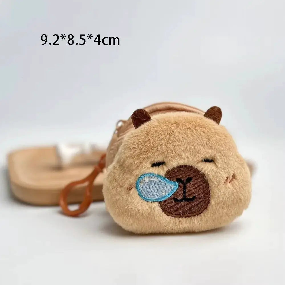Capybara Change Bag Earphone Bag Plush Pendant Cute Cartoon Storage Case For Coins And Keys