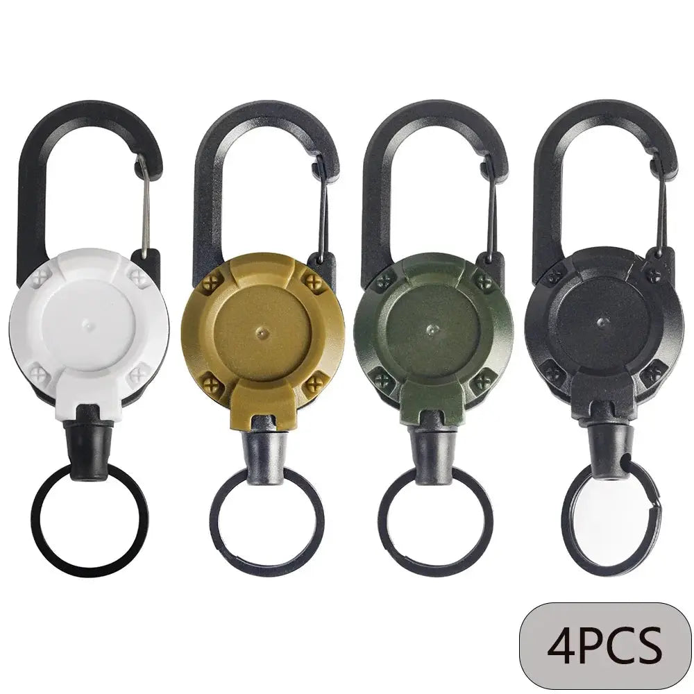 Extendable Retractable Keychain Badge Reels With Carabiner Clip 1 2 4 Pack Heavy Duty For Men Outdoor Bags