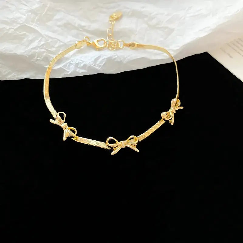 Bowknot Blade Choker Necklaces For Women Simple Temperament Collarbone Chain Fashion Jewelry