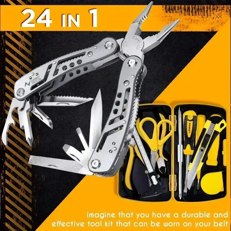 Compact Pocket Multitool With 420 Steel Pliers 24 Functions Essential EDC Gear For Camping And Hunting