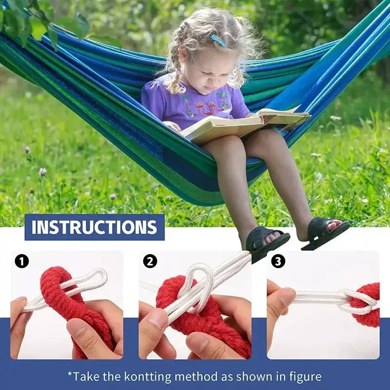 WestTune Outdoor Canvas Hammock Camping Swing With Tree Ropes Load Bearing Up To 200kg For Garden Patio Backyard