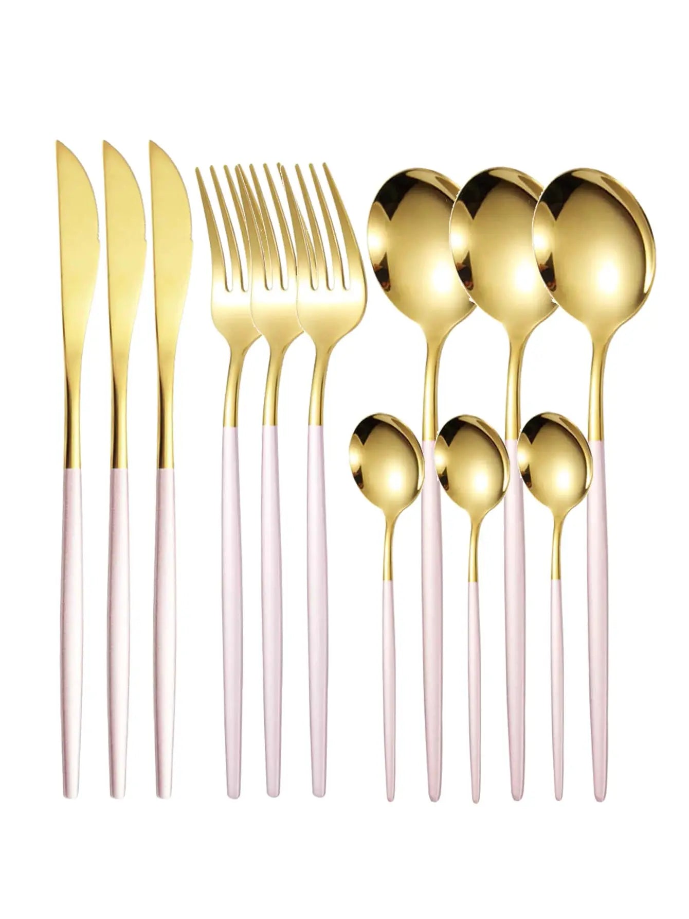 12 Piece Stainless Steel Cutlery Set With Portuguese Design Includes Steak Knives Forks Dessert Spoons Coffee Spoons