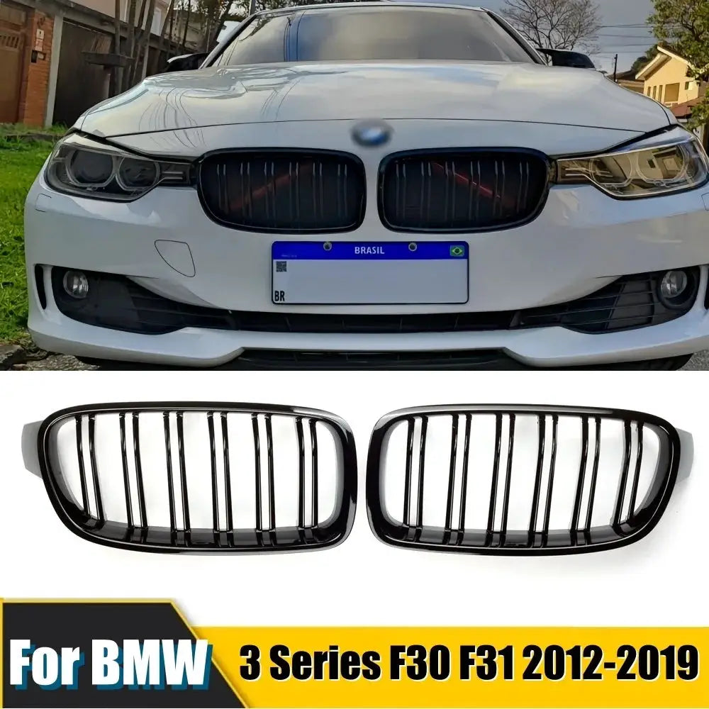BMW 3 Series kidney grilles, gloss black, 2-piece set for F30 F31 F35 F80 2012-2019