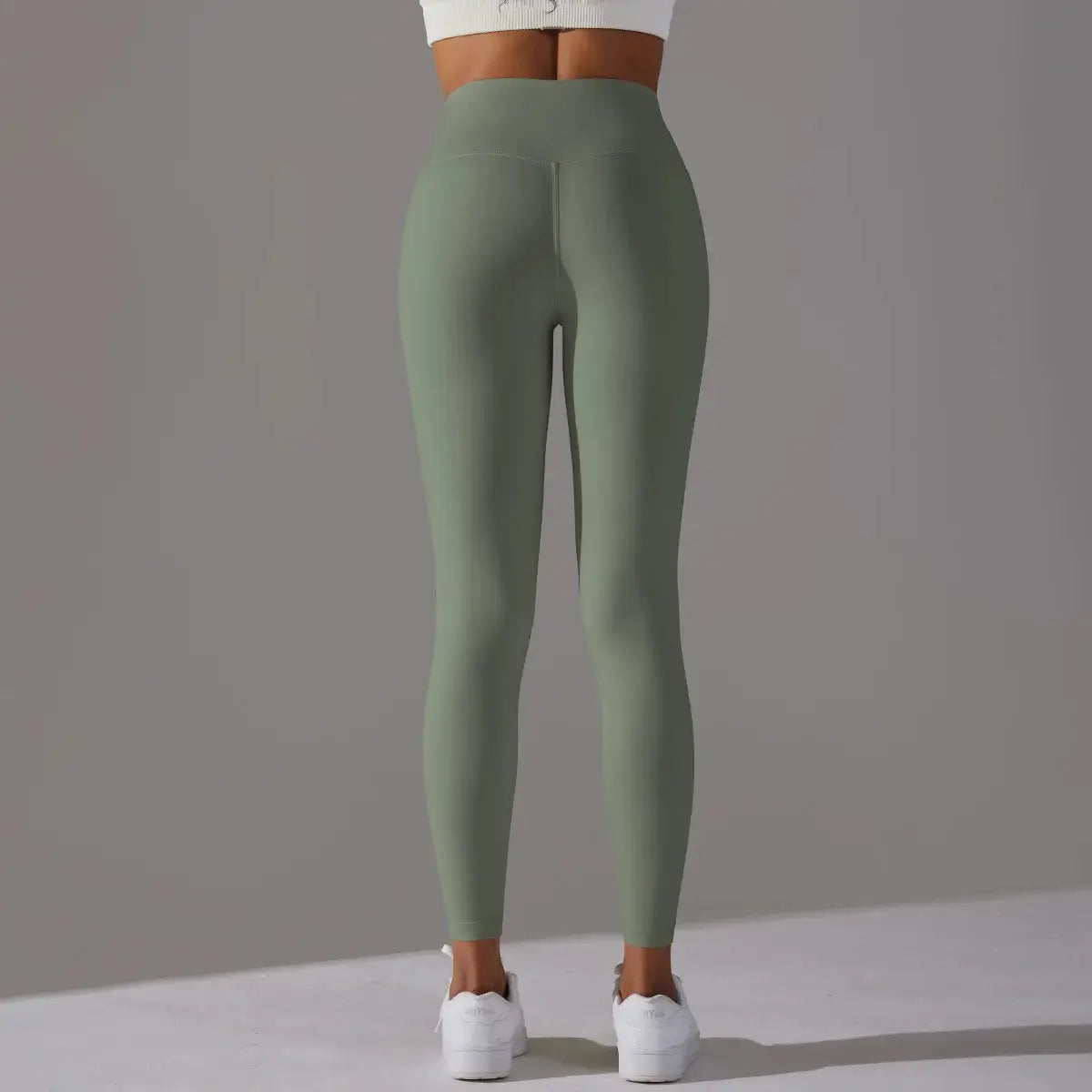 High waist naked-feeling leggings for women in sage green